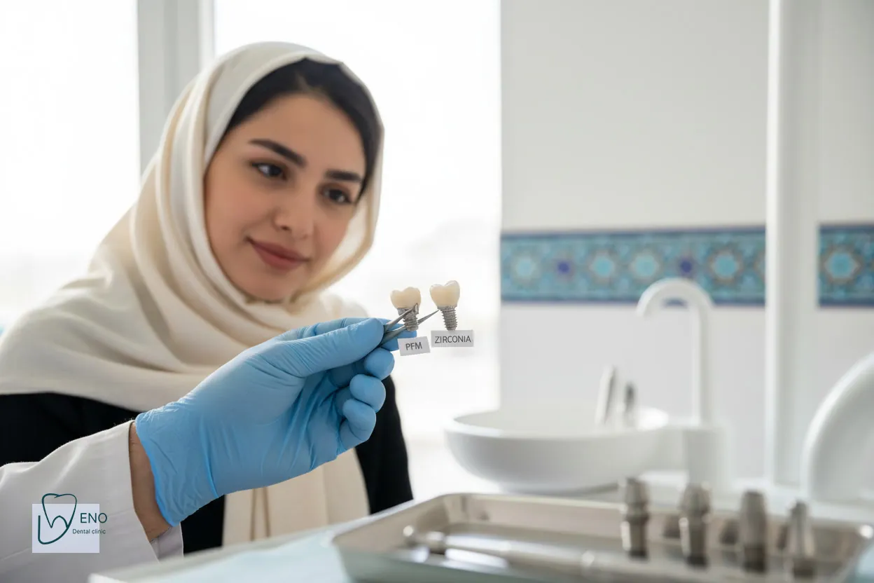 مقایسه روکش PFM و زیرکونیا روی ایمپلنت از نظر ظاهر و ساختار