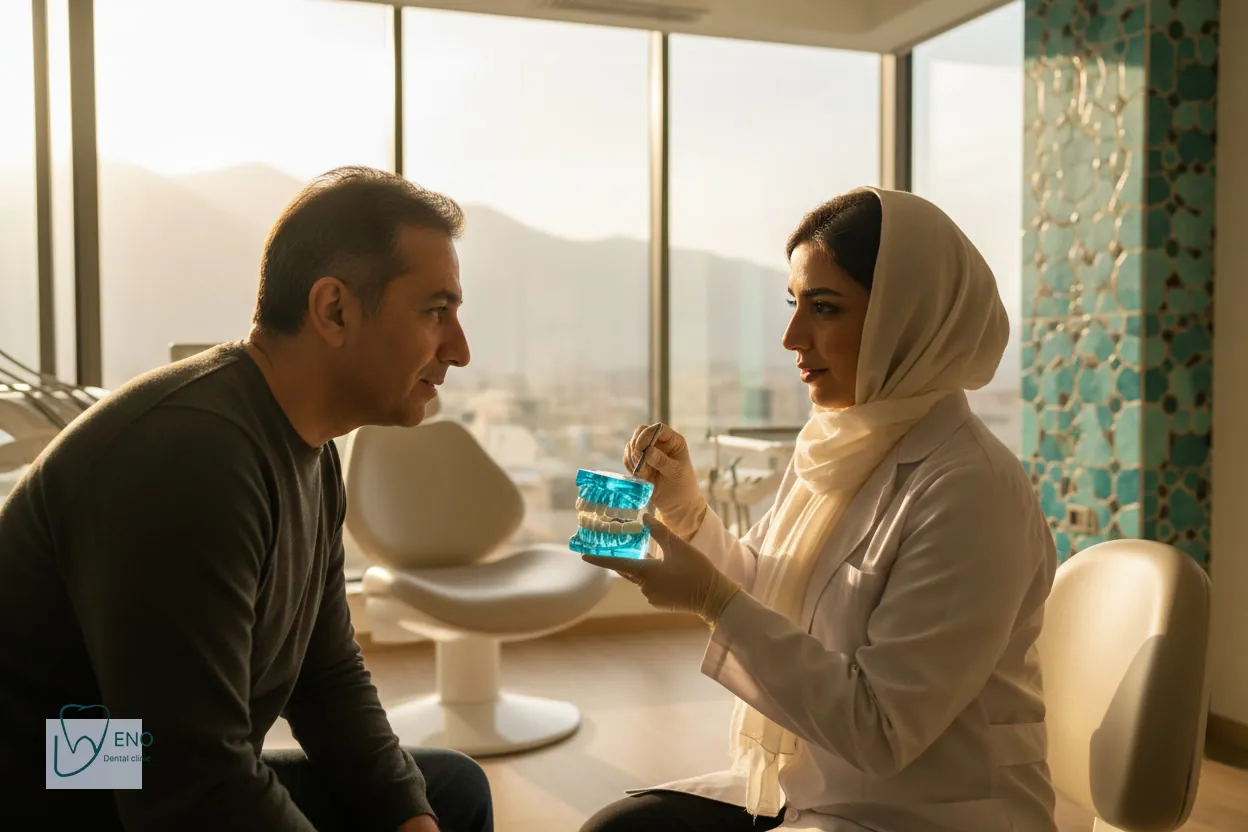 نمایی از ایمپلنت دندان سوئیسی و قطعات آن