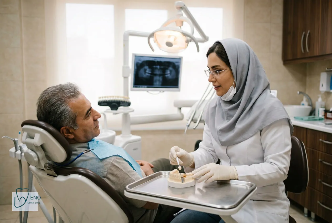 نمای شماتیک روکش ایمپلنت و اجزای آن